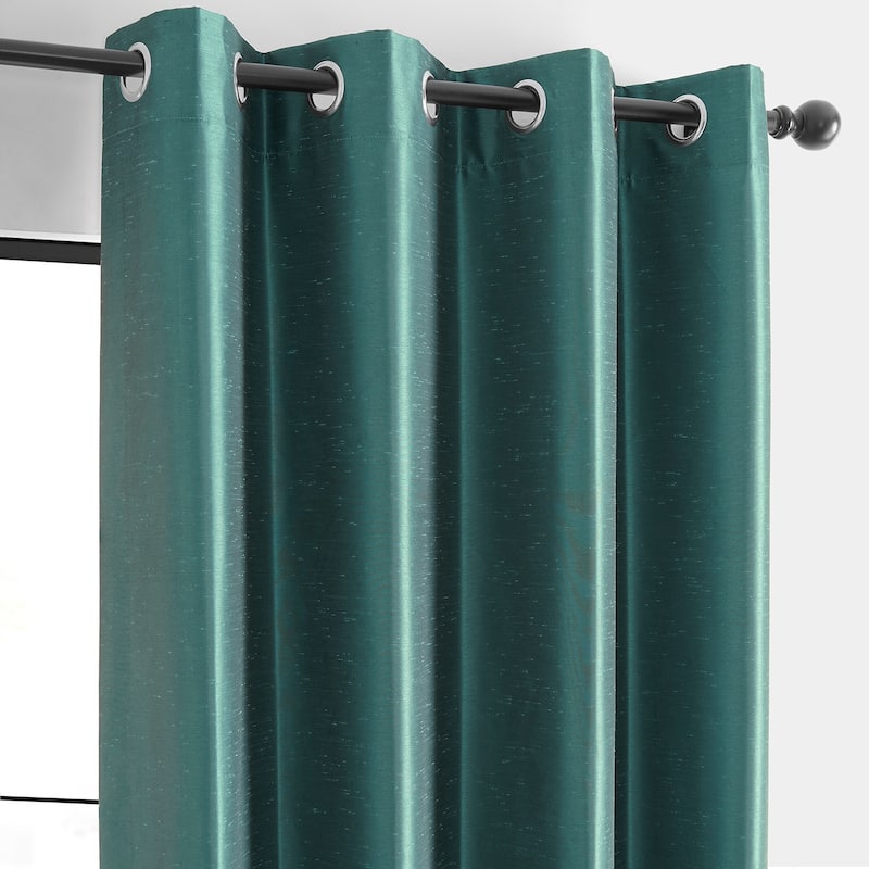 Exclusive Fabrics Textured Dupioni Faux Silk 84-inch Grommet Blackout Grommet Curtain (1 Panel) - 50 x 84