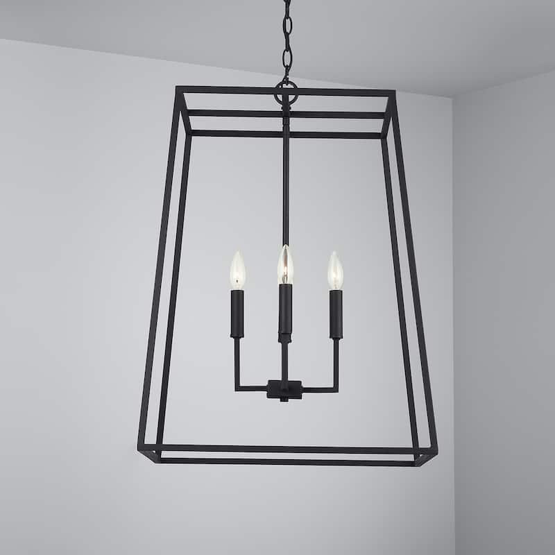 Clint 4-light Black Iron Hanging Pendant