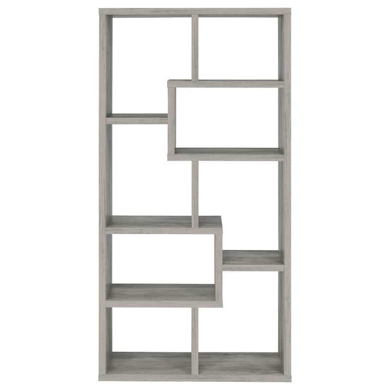 7 Shelves Storage Shelf Solid Wood Furniture - Driftwood,Grey