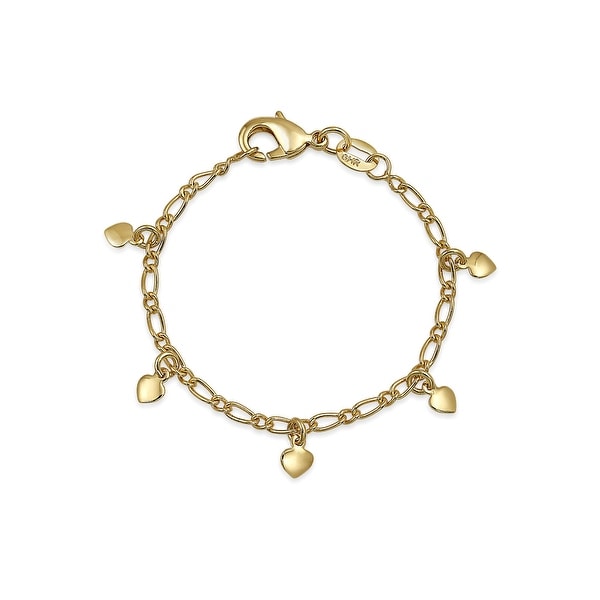 Gold Plated Tiny Dangling Hearts Charm Bracelet For Small Wrists. Opens flyout.