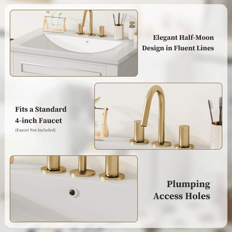 24" Bathroom Vanity with Integrated Ceramic Sink