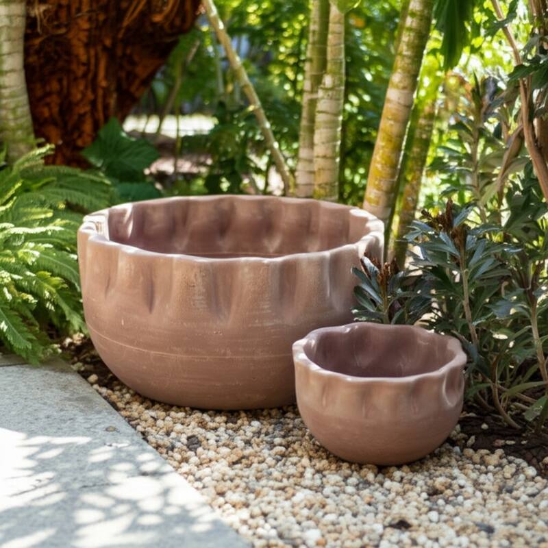 Terracotta Planters Handcrafted Decorative Sculpted Design (Set of 2)
