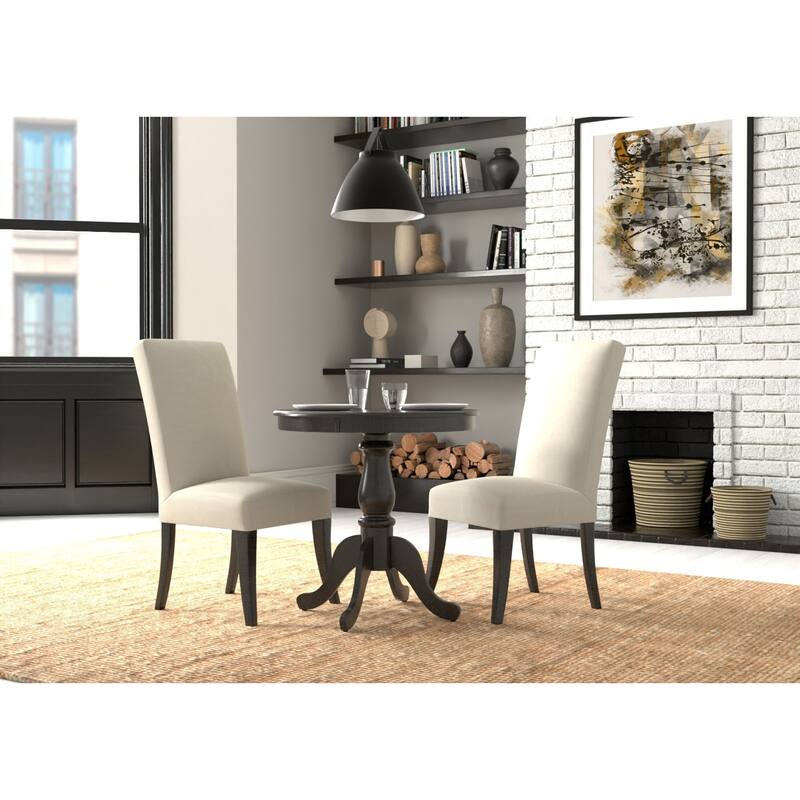 Round Pedestal Dining Table with Carved Feet - 30" - Espresso Brown