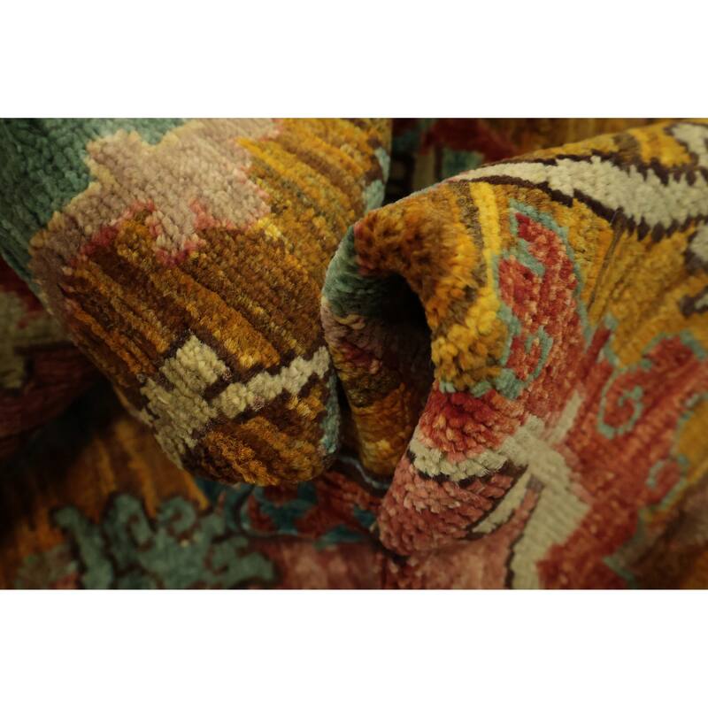 Hand Knotted Oriental 100% Wool Carpet Traditional All-Over Oranges & Rust Ziegler Area Rug - 12' 1'' X 9' 3''