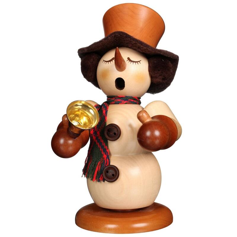 9" White and Beige "Snowman Holding A Violin" Incense Burner With a Base