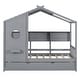 preview thumbnail 3 of 14, Twin Size House Bed Kids Safty Platform Bed Wooden Bed Frame with 3 Storage Shelf & Twin Size Trundle, Semi-Enclosed Design