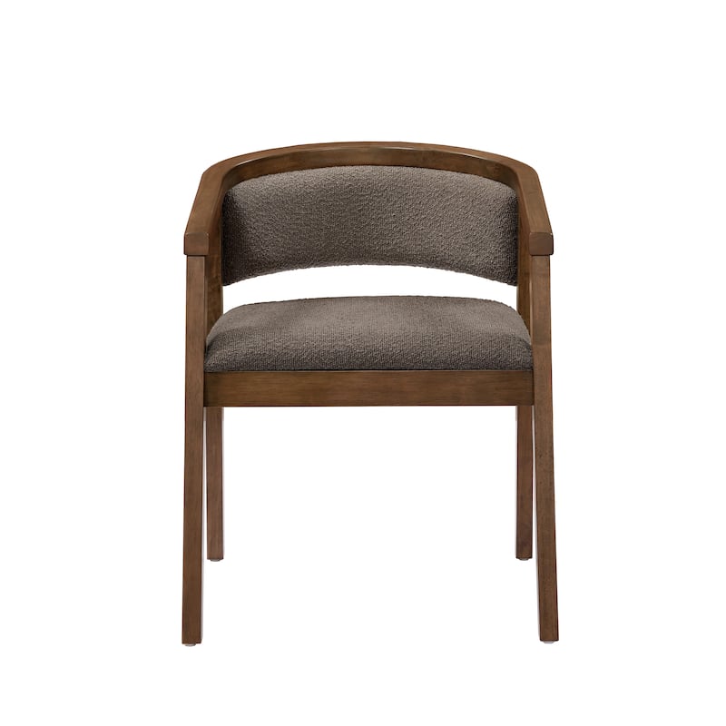 Christopher Knight Home - Noren Mid-Century Boucle Upholstered U-Shaped Dining Chair with Armrest - Set of 2