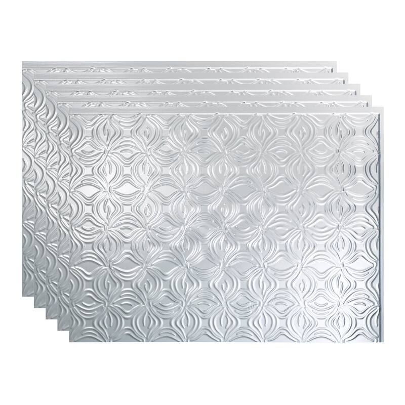 FASÄDE Lotus Decorative Vinyl Backsplash Panel - 5 Pack - Brushed Aluminum