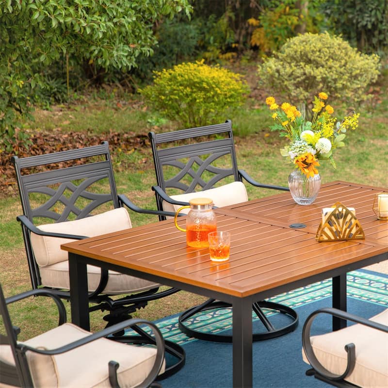 MAISON ARTS 7/5-piece Patio Dining Set, 6 Metal Patio Dining Chairs and 1 Metal Dining Table