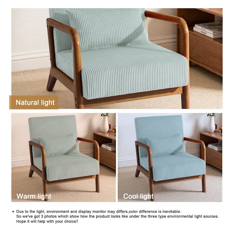 25" W Mid Century Upholstered Wood Accent Chair with Pillow