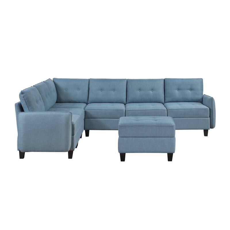 Dorian Textured 7-Piece Sectional Sofa - Storage and Ottoman