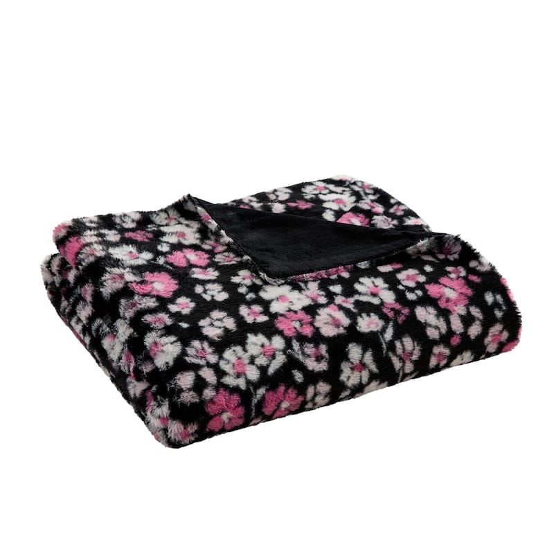 Betsey Johnson Faux Fur Reversible Throw Blanket