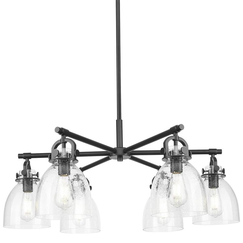 Innovations Lighting 410-6CR-16-26 Newton Bell Chandelier Newton Bell - Matte Black / Seedy