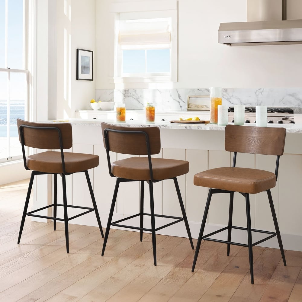 26"/ 29" Faux Leather Swivel Counter/ Bar Stools Set of 2/3