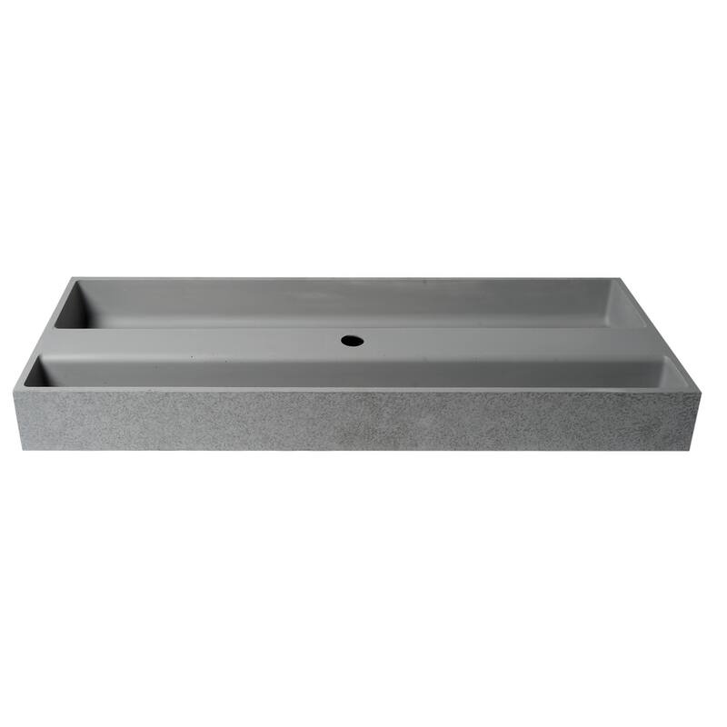 ALFI brand 48" Solid Concrete Gray Matte Trough Sink for the Bathroom