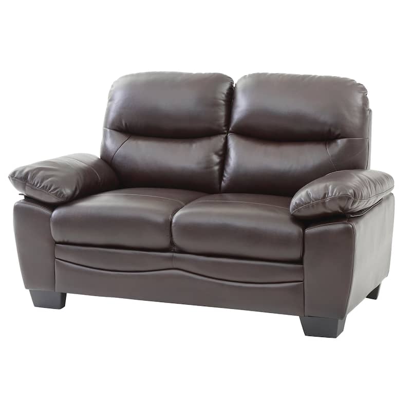 Marta 59 in. W Flared Arm Faux Leather Straight Sofa - 33"L x 59"W x 35"H