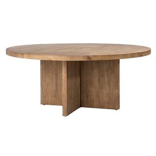 Landon Round Reclaimed Pine Natural Finish Dining Table with Cross Base