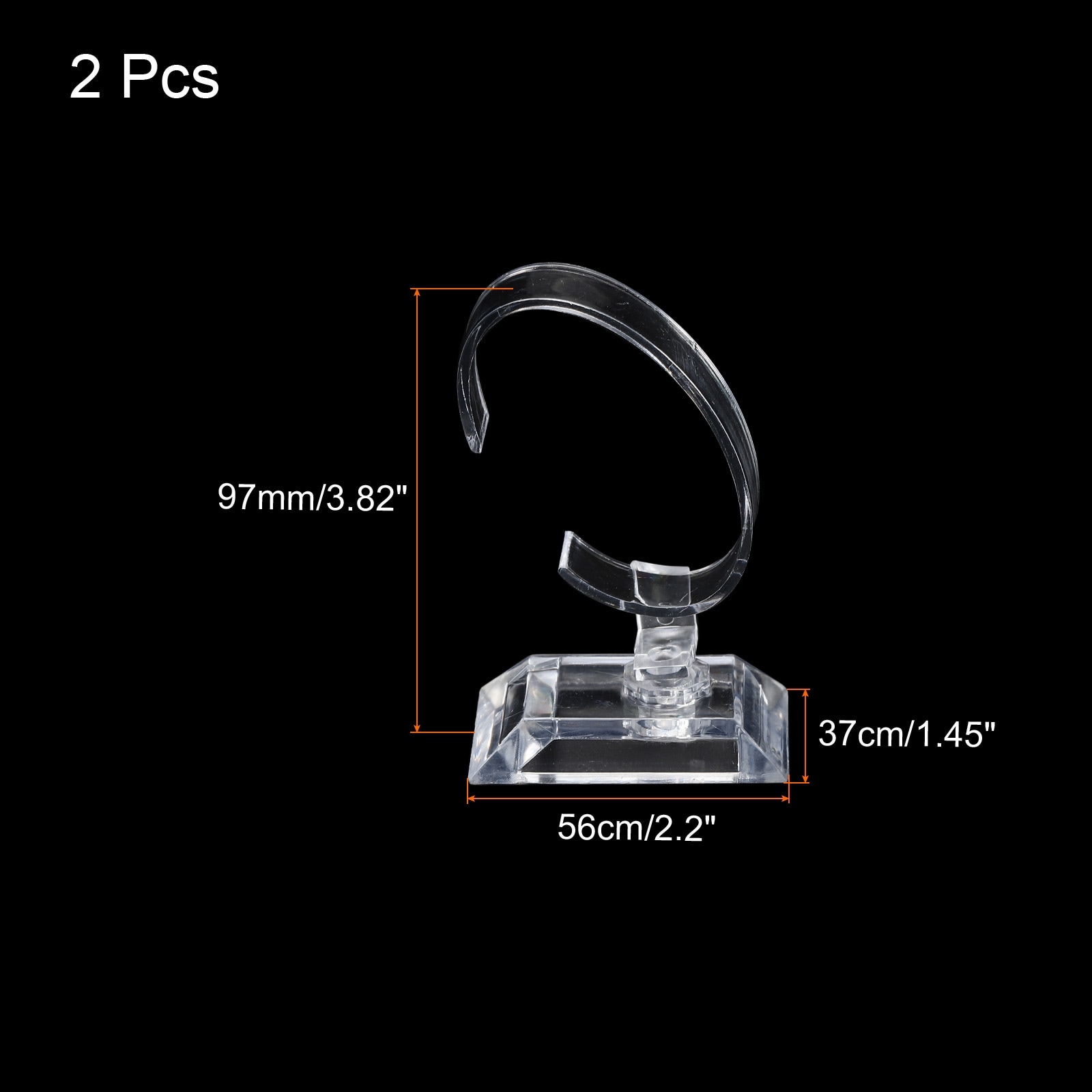 Watch Display Stand, C Shape Transparent Watch Holder 56x37mm Pack of 2