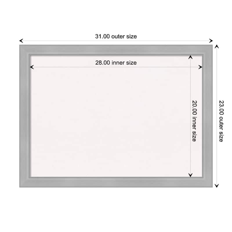 Vista Brushed Nickel Narrow Framed White Corkboard Bulletin Board - Board Size 28x20