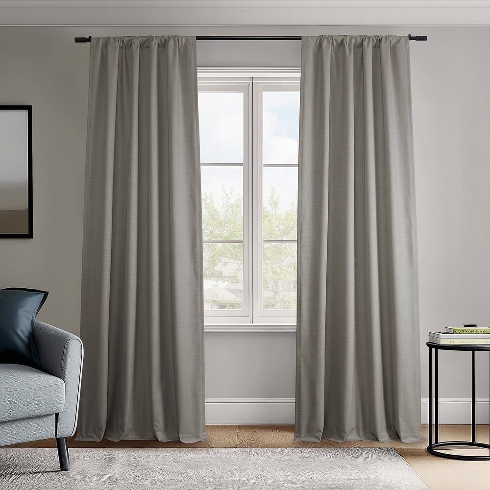 Exclusive Fabrics Vienna Basic Solid Linen Curtains (2 Panel) Blackout Curtains For Bedroom & Living Room Curtains