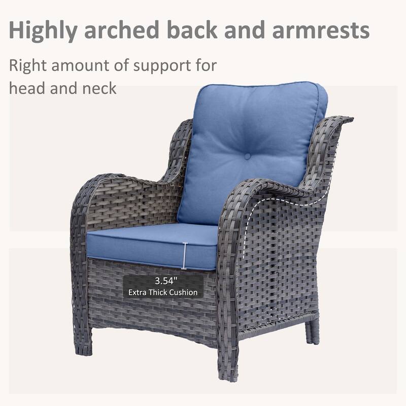 High Back Wicker Outdoor Patio Conversation Seating Sets with Cushions