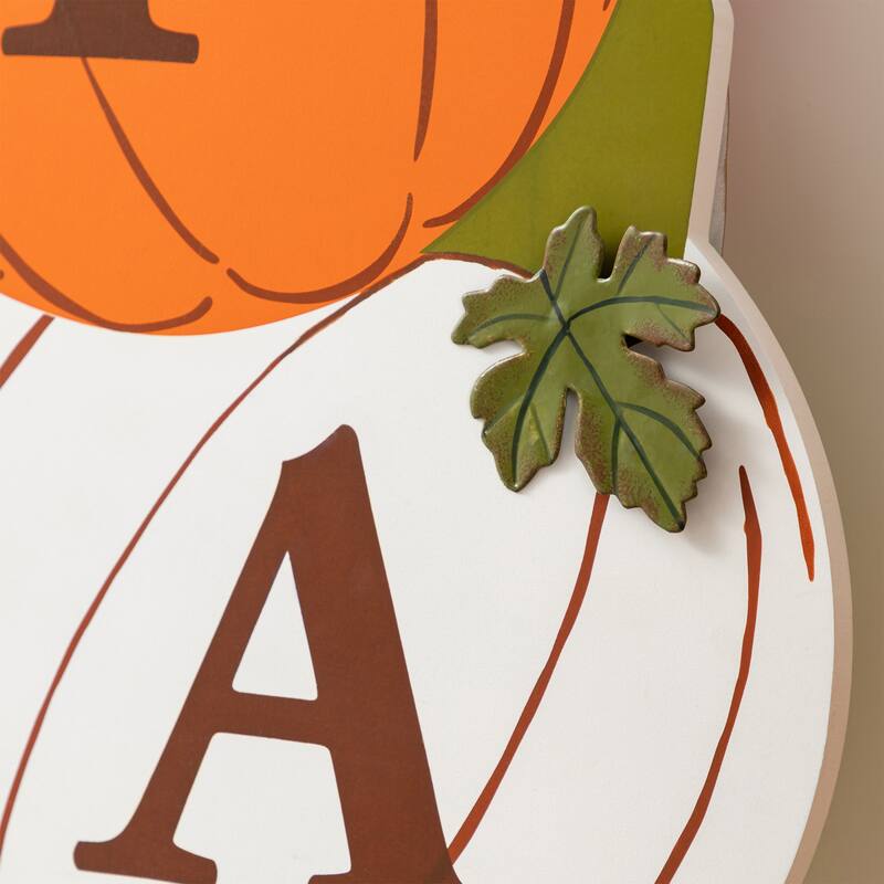 Glitzhome 41.75"H Fall and Christmas Double Sided Wooden Pumpkin and Ornament Porch Sign