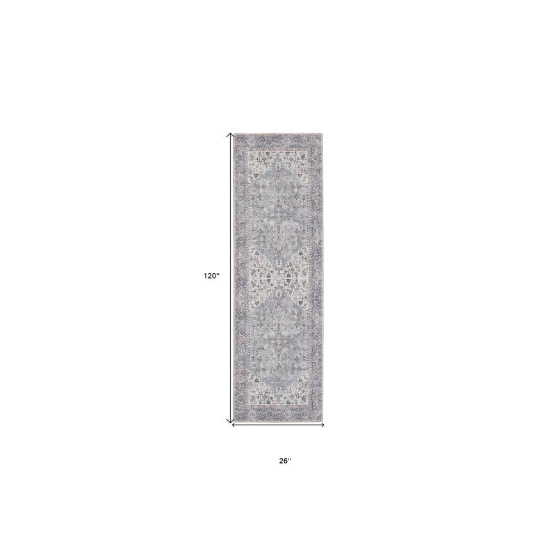 Quxo Power Loomed Distressed Floral Area Rug By HomeRoots - 10' Runner