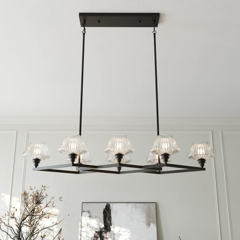 Acroma 8 - Light Steel & Glass Dimmable Chandelier