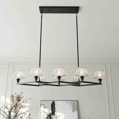 Acroma 8 - Light Steel & Glass Dimmable Chandelier