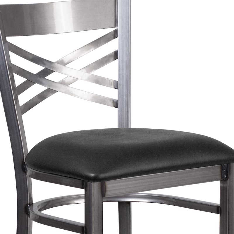 X Back Metal Restaurant Barstool - Vinyl Seat - 17"W x 18"D x 42.25"H - 17"W x 18"D x 42.25"H