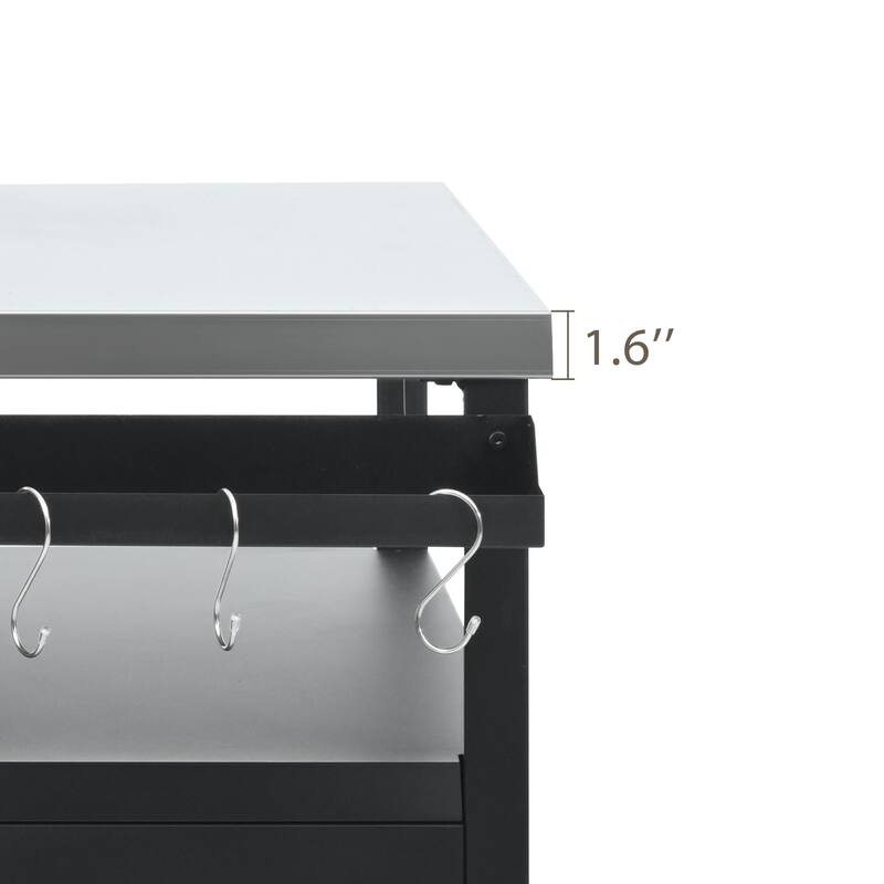 Roomfitters 54.5" Outdoor Kitchen Island with Stainless Steel Top, Rolling Grill Prep Cart with Propane Tank Storage, Black