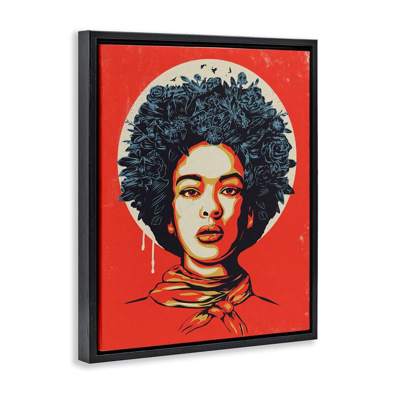 Stupell Vibrant Portrait of Woman Framed Floater Canvas Wall Art Design By Balazs Solti