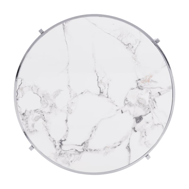 32.48'' Chrome Round Coffee Table with Sintered Stone Top