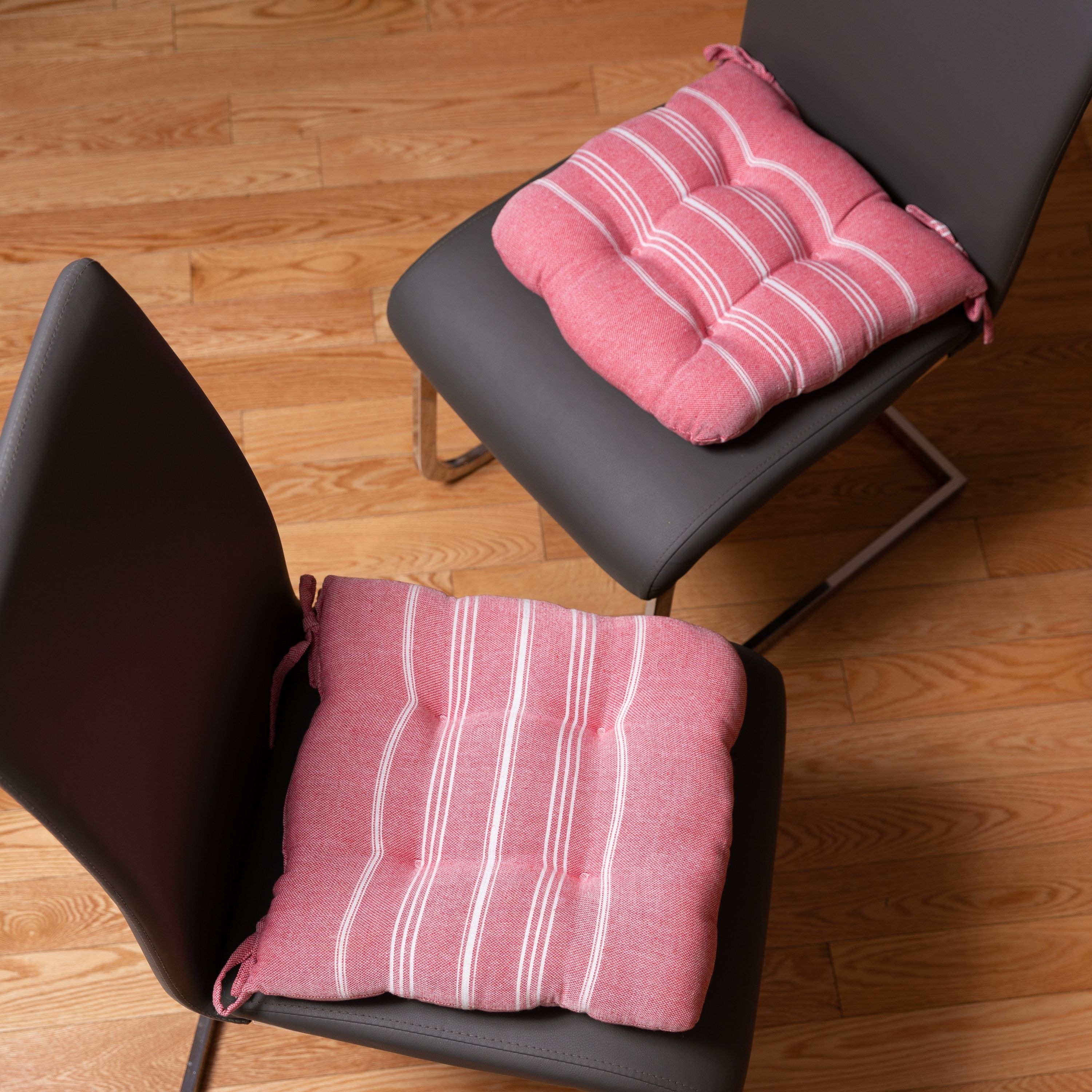 Achim Buffalo Check Tufted Chair Seat Cushions - Set of 2 - Burgundy Grey