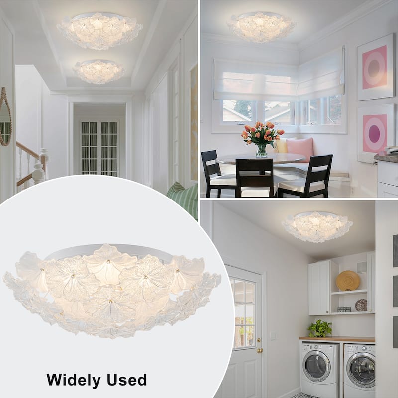LED Flush Mount Ceiling Light with Clear and Frosted Glass Petal Design
