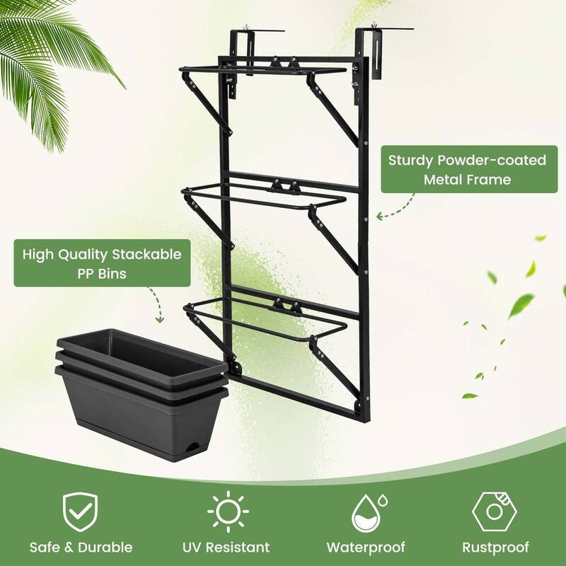 Costway Hanging Vertical Planter with 3 Planter Boxes & Detachable - See Details