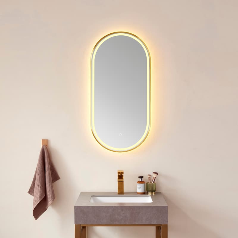 18'' Oval LED Lighted Accent Bathroom/Vanity Wall Mirror - 18