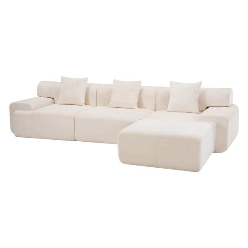 120.47" Modular Corduroy Boneless Sectional Sofa with Movable Ottoman