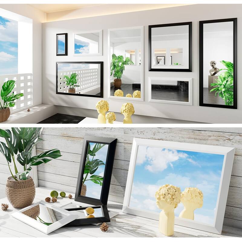 Beveled Black Aluminum Tempered Glass Wall Mirror, 5-Year Warranty