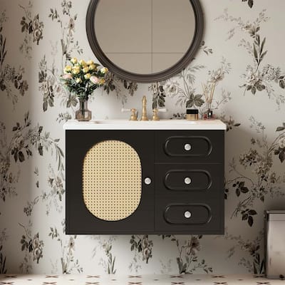Bathroom Vanity with Ceramic Sink,Two Drawers,and Large Storage Space for Elegant and Functional Bathrooms
