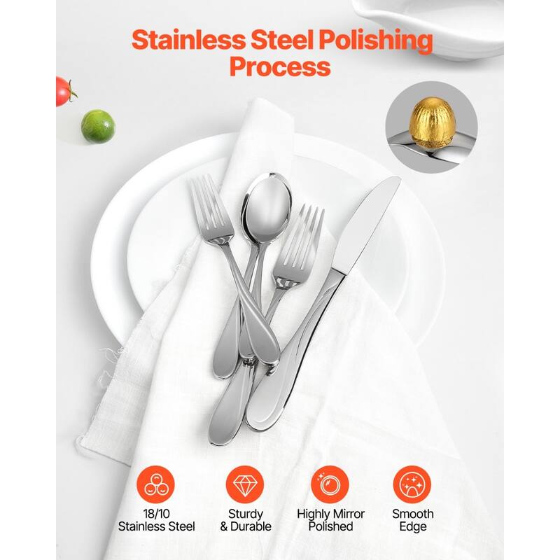 Stainless Steel Dishwasher Safe Silverware Flatware Utensil Set for Home Kitchen and Events