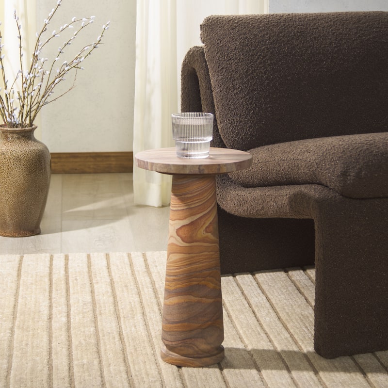 SAFAVIEH Couture Valentia Round Marble Accent Table - 10" W x 10" D x 18" H