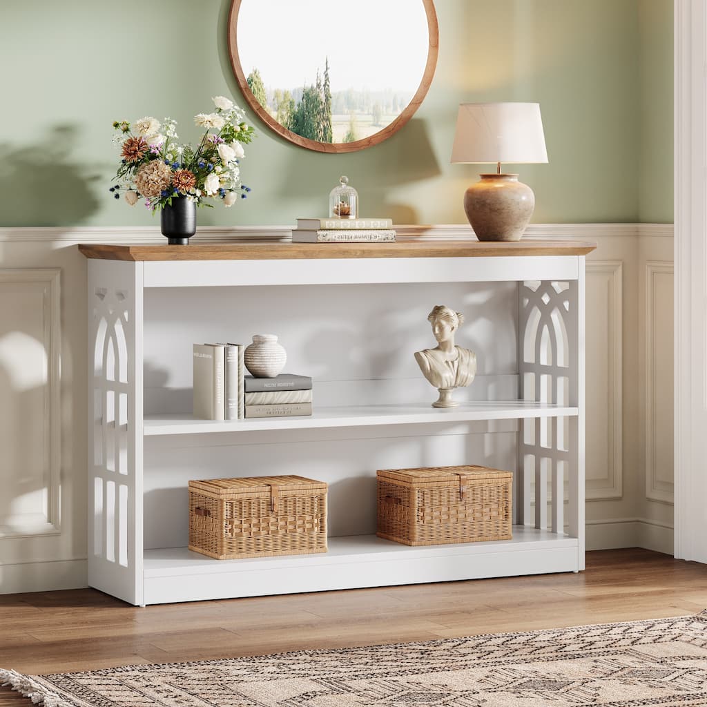 41.3 Inch Modern Console Table, White 3-Tier Entryway Sofa Table