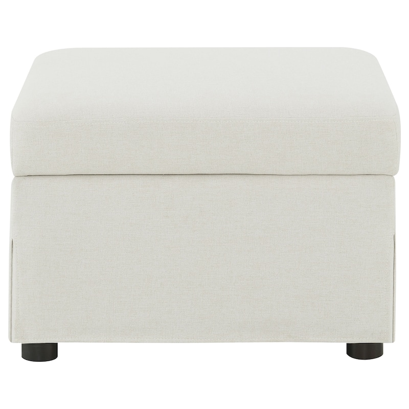 Merced Beige Upholstered Hydraulic Lift Top Storage Ottoman