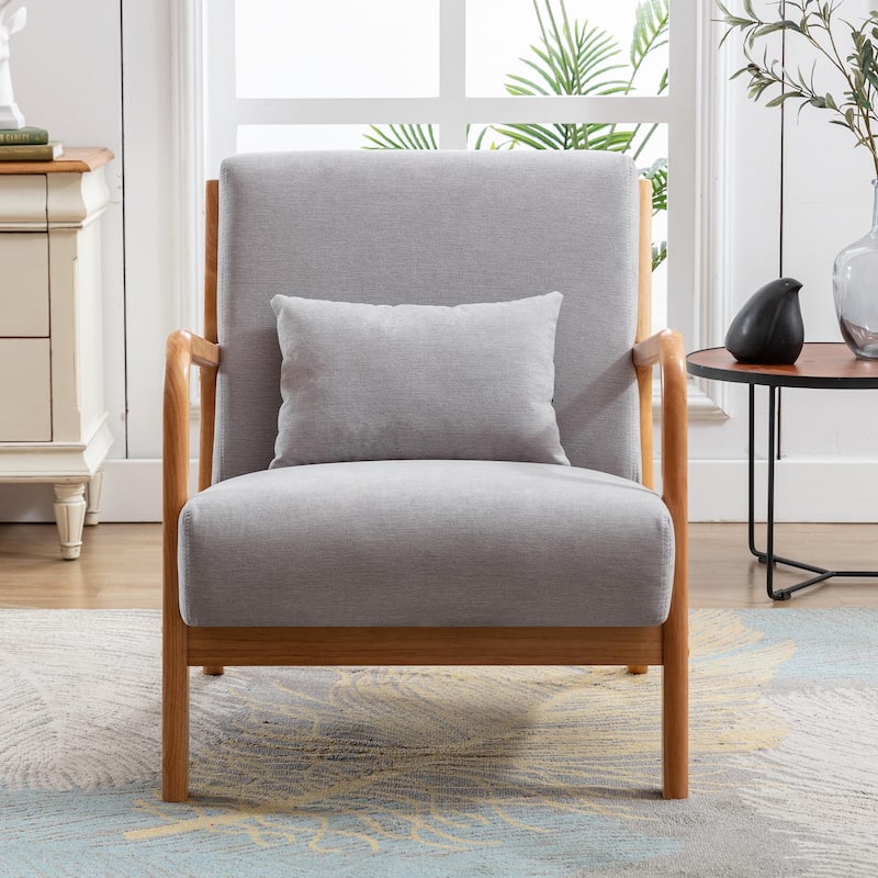 Modern Accent Chair with Solid Wood Frame - Grey