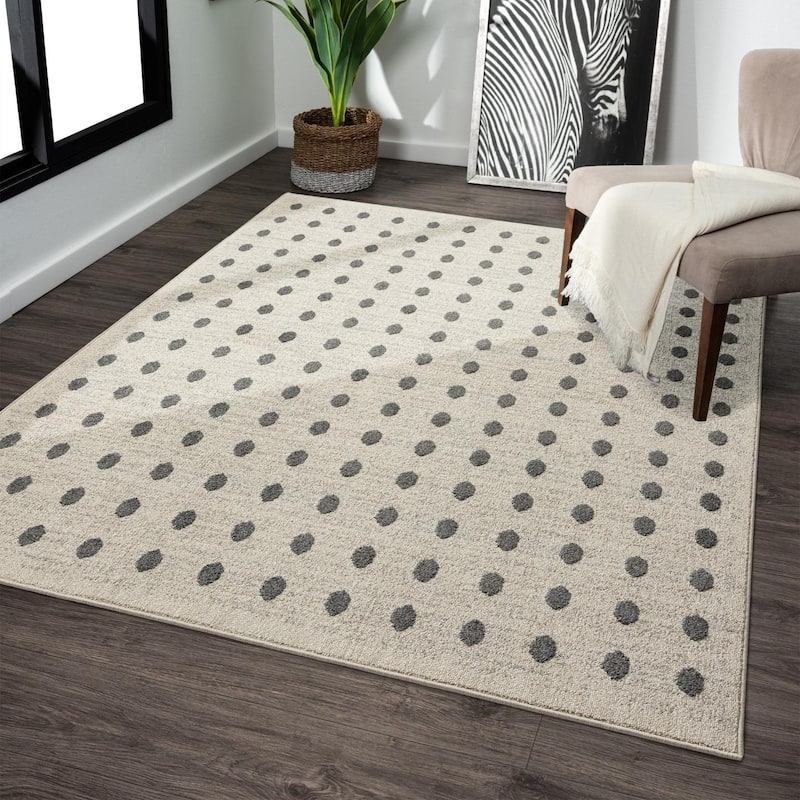 Luxe Weavers Modern Geometric Dots Area Rug, Indoor Carpet - 2' x 3' - Cream