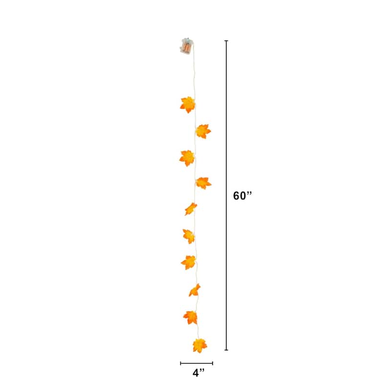 Pre-Lit Artificial Maple Leaf Fall Garlands - 5' - White LED Lights - Set of 3