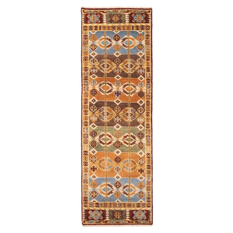 ECARPETGALLERY Hand-knotted Finest Agra Jaipur Multi Color Wool Rug - 2'6 x 7'11