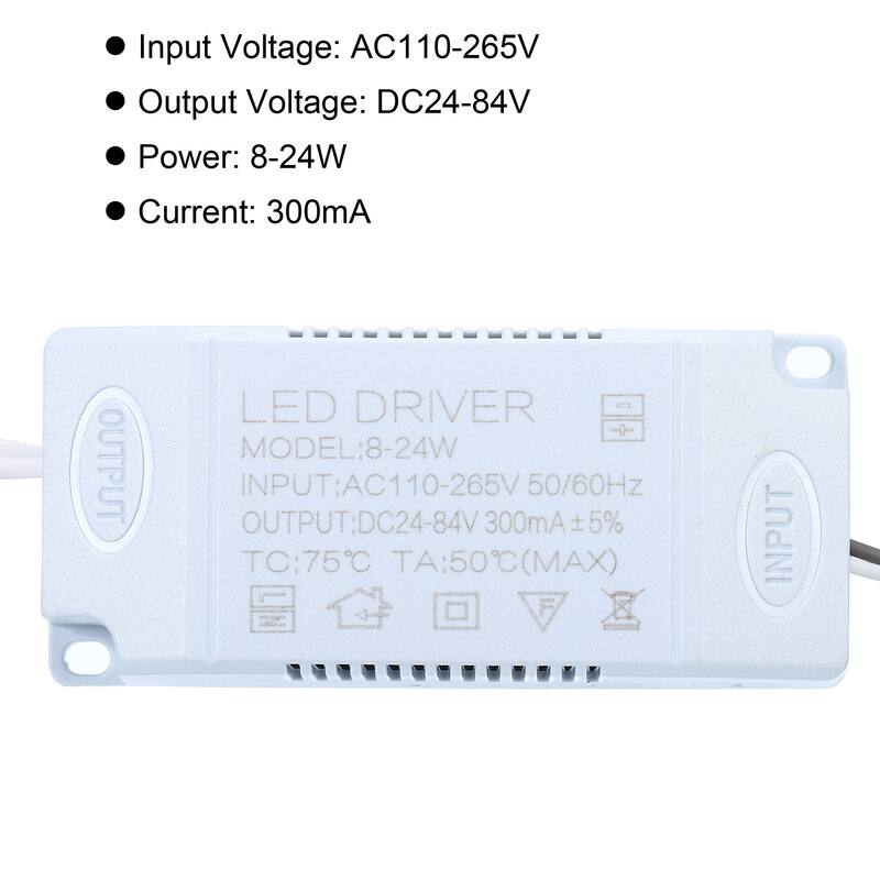 8-24W 300mA LED Driver AC110-265V Output 24-84V DC Connector Rectifier