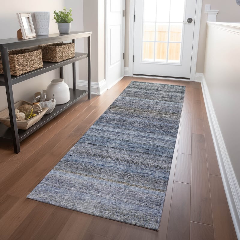 Machine Washable Indoor/ Outdoor Ombre Solid Chantille Rug - Blue - 2'3" x 7'6"
